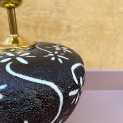 Bordlampe, scraffito, keramik, H26