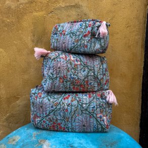 Kosmetiktaske, artisan, lysebl/pink, 3 strrelser