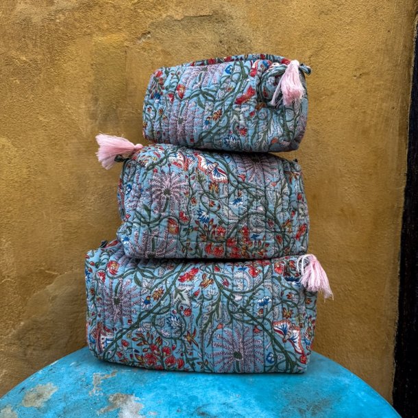 Kosmetiktaske, artisan, lysebl/pink, 3 strrelser