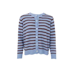 Dell striped knit cardigan, lysebl