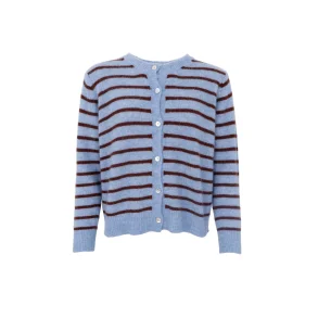 Dell striped knit cardigan, lysebl