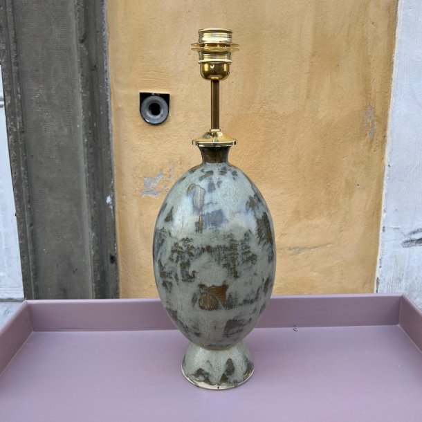 Bordlampe, grnlig, keramik