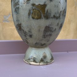 Bordlampe, grnlig, keramik