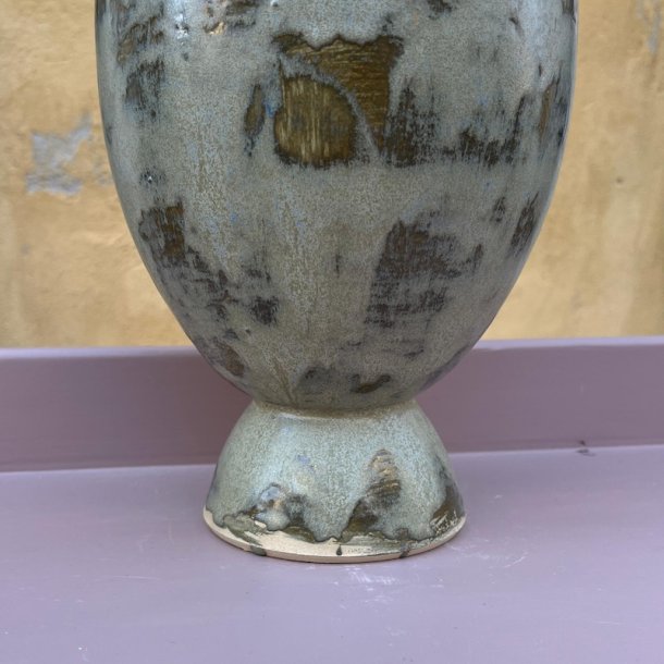 Bordlampe, grnlig, keramik