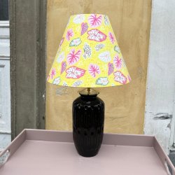 Bordlampe, keramik, cylinder, sort/brun H41