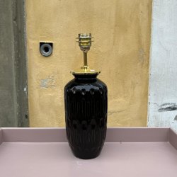 Bordlampe, keramik, cylinder, sort/brun H41