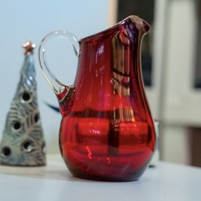 Kande, glas, rd, vintage