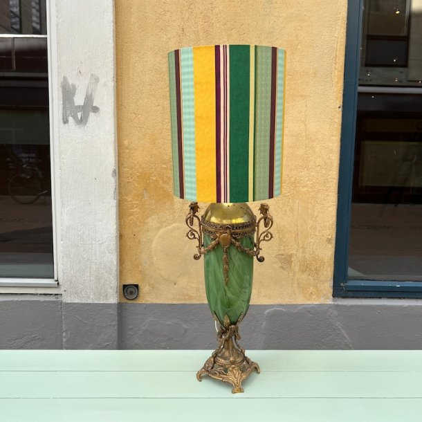 Bordlampe, messing/grn marmor, H53