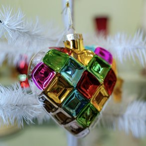 Julekugle, hjerte harlekin, glas