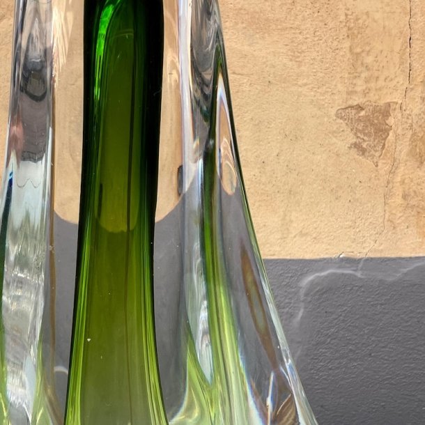 Bordlampe, glas, snoet, lys grn/klar, H35