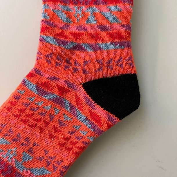 Sokker, strik, orange/sort
