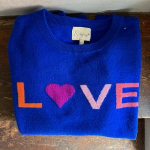 Cashmere knit, love heart, cobalt