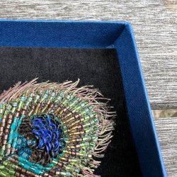 Peacock feather broche
