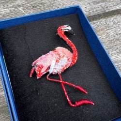 Caribbean flamingo broche