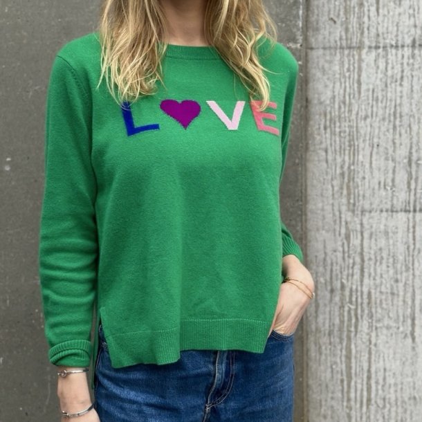 Cashmere knit, love heart, grass