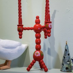 Trearmet lysestage, tr, rd