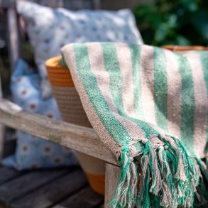 Plaid, Stribet, Grn/Mrk natur