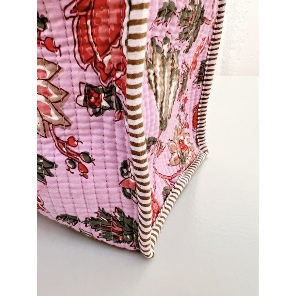 Taske, lilla m rde blomster