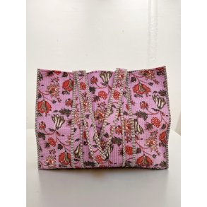 Taske, lilla m rde blomster