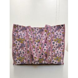 Taske, lyslilla m hvid blomser