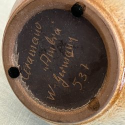 Vintage kande med brun harepels glasur