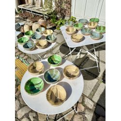 Gamle lerskle i tre farver