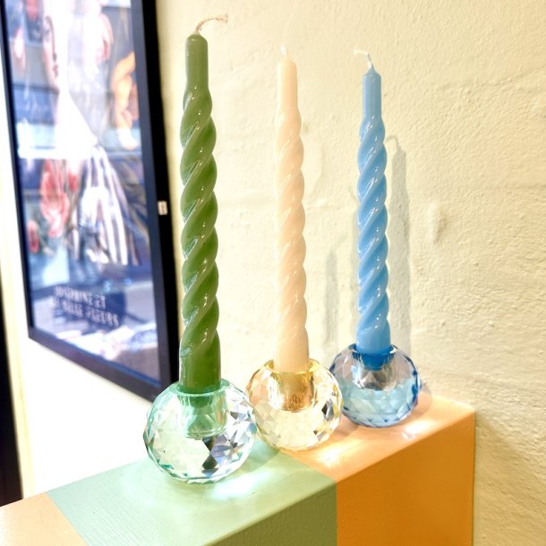 Lysestage, krystal, bl