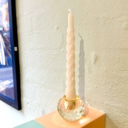 Lysestage, rund, gul