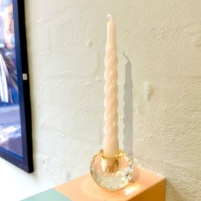 Lysestage, rund, gul