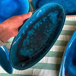 Ovalt Khler fad, 3 strrelser, vintage