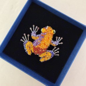Trovelore Orange dart frog broche