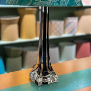 Bordlampe, glas, sort kerne, lige opogned, H33