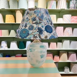 Bordlampe, hvid m turkis