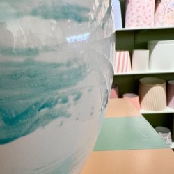 Bordlampe, hvid m turkis