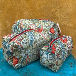 Kosmetiktaske, artisan, bl/rd, 3 strrelser