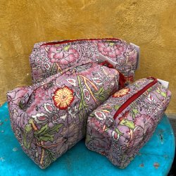 Kosmetiktaske, artisan, violet/gul, 3 strrelser