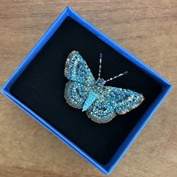 Rounded metalmark butterfly broche