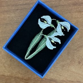Snowdrop flower broche