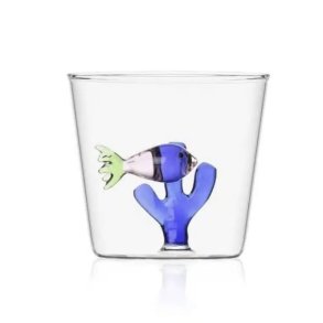 Drikkeglas, rosa fisk bl tang