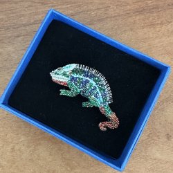 Colorful chameleon broche