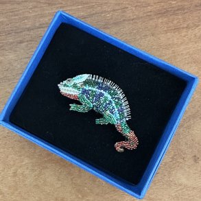 Colorful chameleon broche