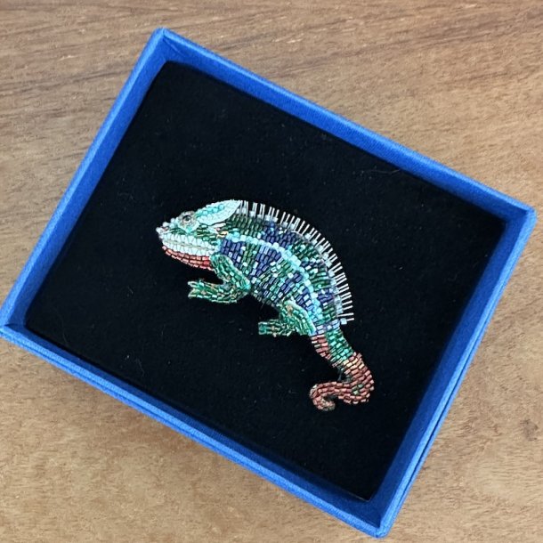 Colorful chameleon broche