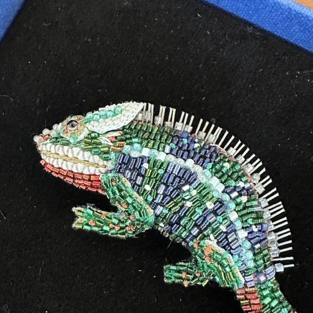 Colorful chameleon broche