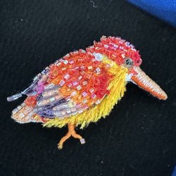 Oriental dwarf kingfisher broche