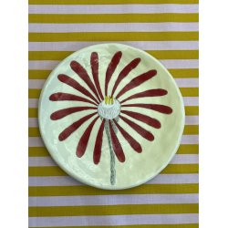 Tallerken/platte - Gul bund m rd blomst