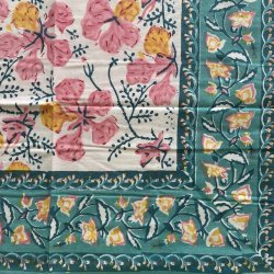 Dug, 150x275, hvid/lyserd/turkis