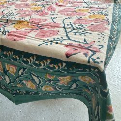 Dug, 150x275, hvid/lyserd/turkis