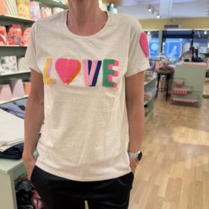 T-shirt, gr�/multi love