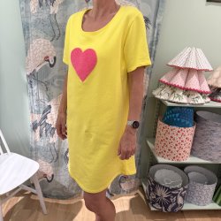 Sweat dress, yellow, heart
