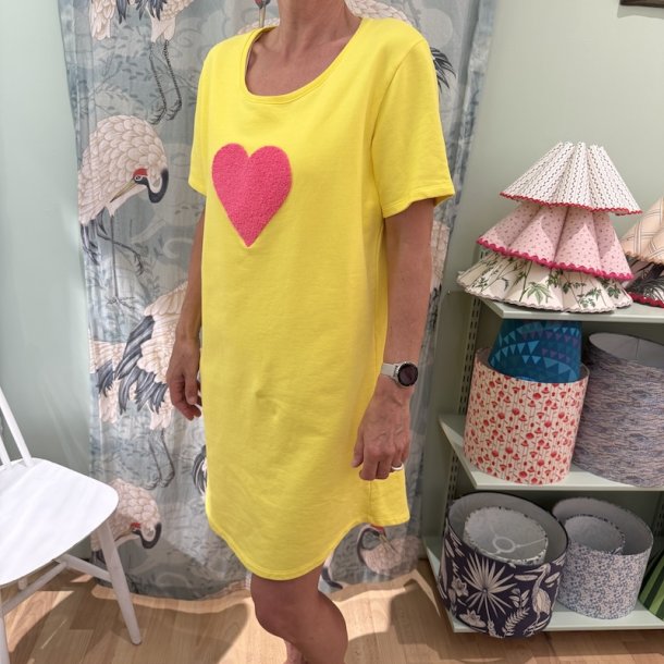 Sweat dress, yellow, heart